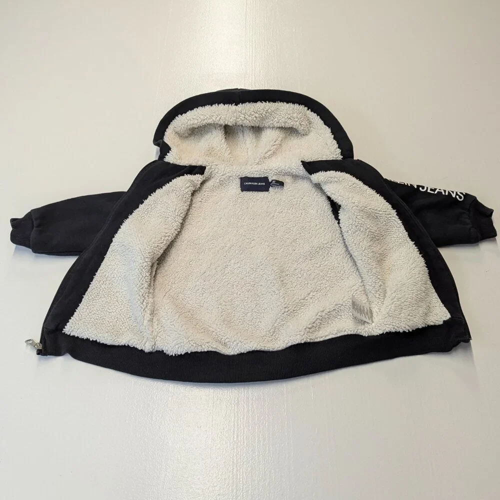 Calvin Klein Size 3T Black Sherpa Lined Jacket